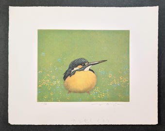 Tadashi Ikai Mezzotint "Kingfisher (e)" c.2000, Signed