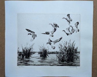 Richard Bishop Etching "Safe Return" 1956, Signed