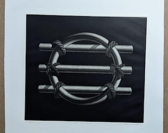 Katsunori  Hamanishi Mezzotint "Game-Work No. 13" 1983, Signed
