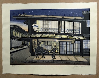 Junichiro Sekino Woodblock "Kisoji (Narai)" 1977, Signed
