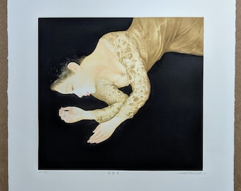 Ushio Takahashi Mezzotint &quot;Dreaming&quot; 1997, Signed