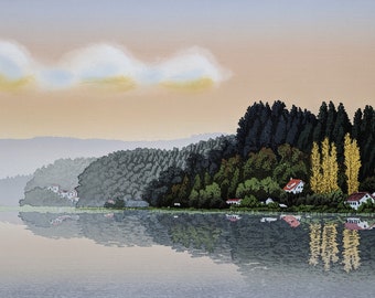 Bloque de madera Shufu Miyamoto "Gig Harbor" 2003, firmado