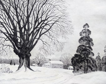 William MacLean Etching "Dawn" c. 1940, Signed