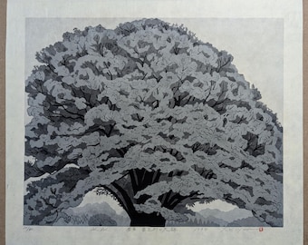 Yuji Kiyota Xilografía "Para siempre. Nara, Muro Village, Daisaka" 1994, Firmado
