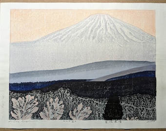 Hideo Hagiwara Woodblock "36 Fujis-Longing at Kagosaka" c. 1980s, Signed