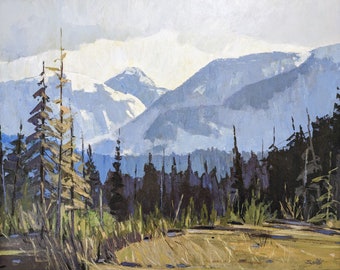 Donald Appelbe Smith Acrílico sobre tabla "Hacia Whistler" 1982, Firmado