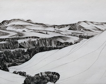 John Taylor Arms Etching "Valley of the Savery, Wyoming" 1934, Signed