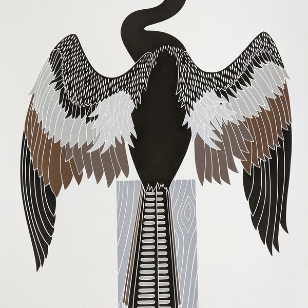 Ikki Matsumoto Serigrafía "Anhinga" c. 1990, Firmado