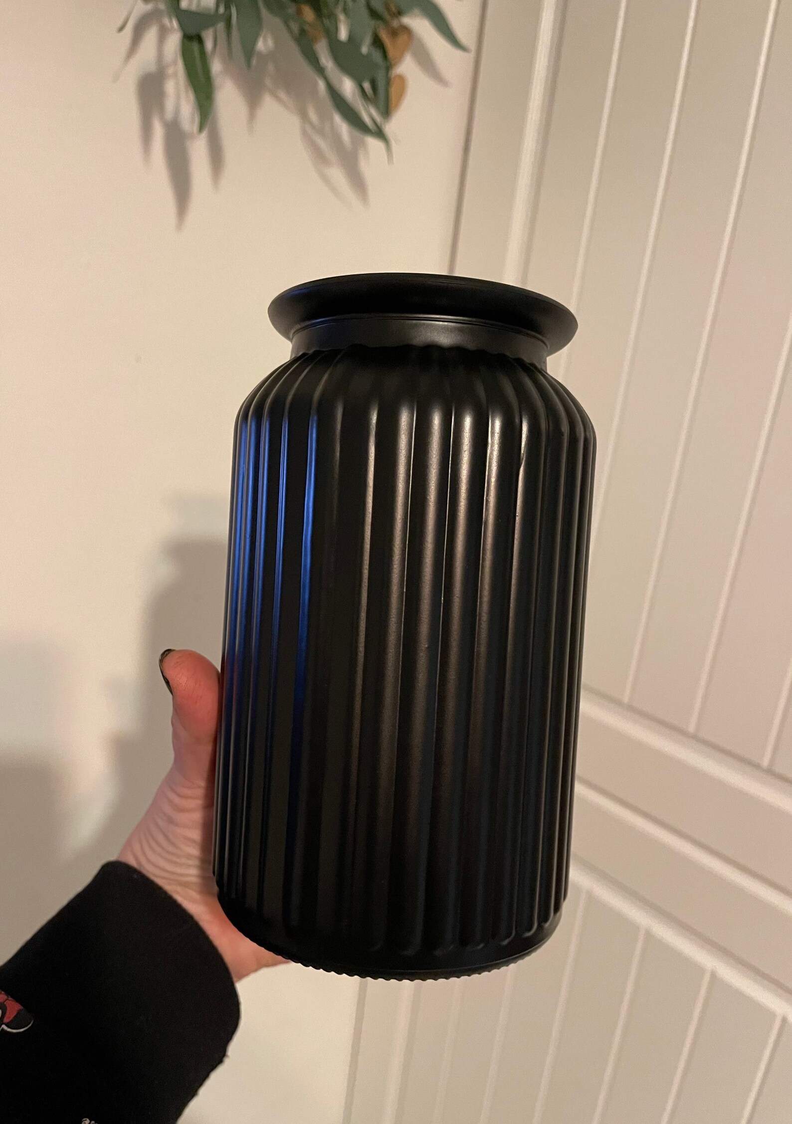 Schwarze gerippte Vase Matt schwarz Glasvase Vintage Sweetie Etsy