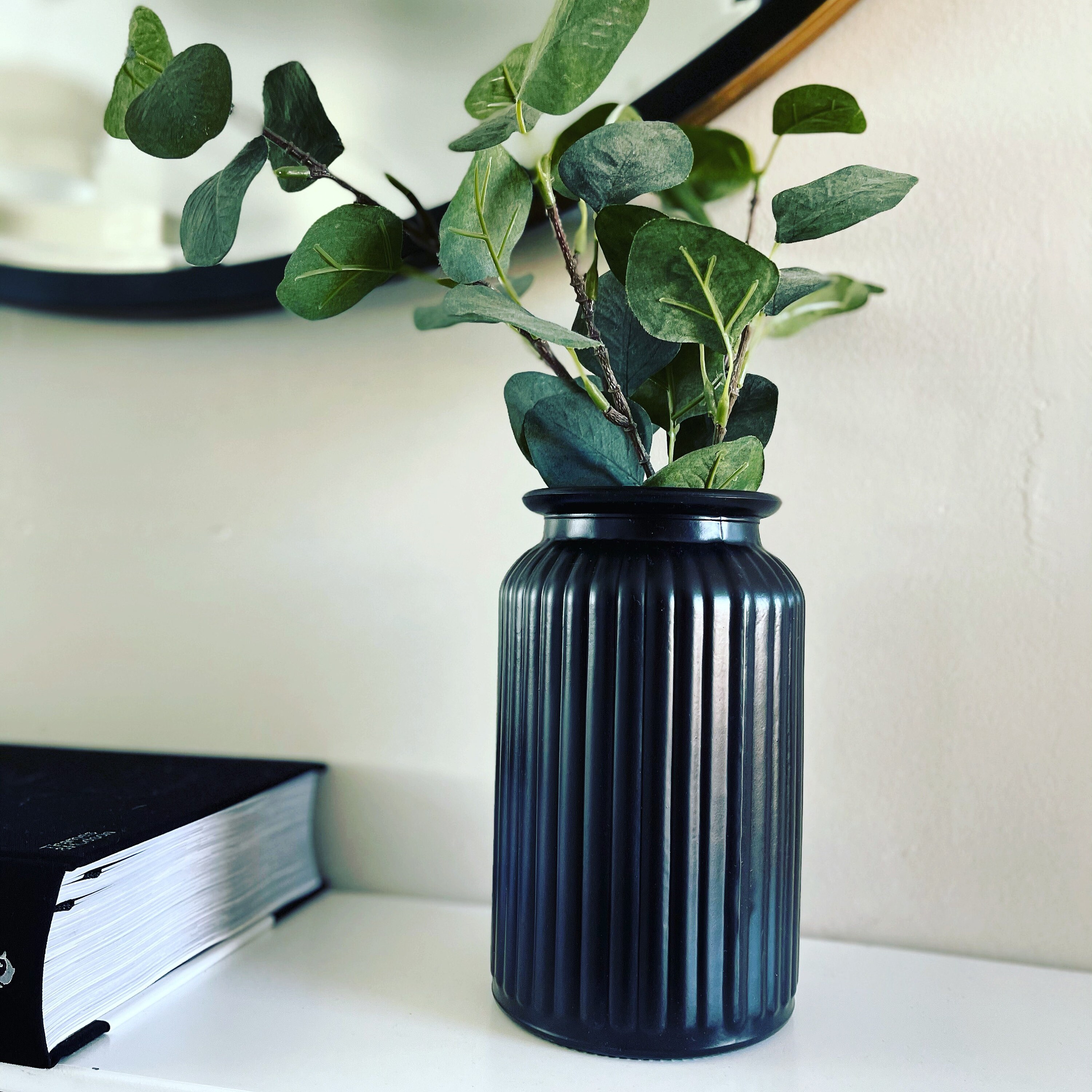 Black Ribbed Vase Matt Black Glass Vase Vintage Sweetie Etsy