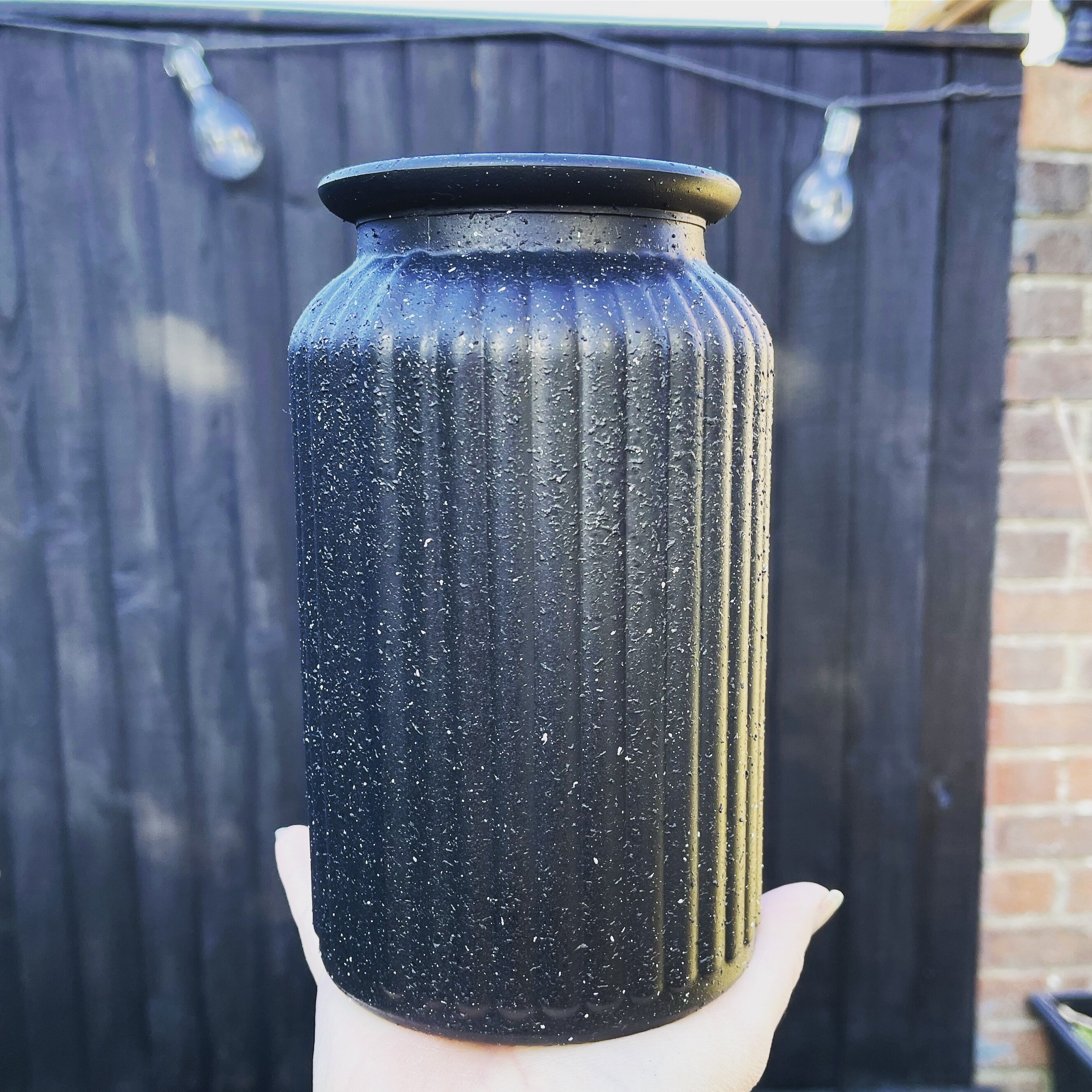 Black Ribbed Vase Matt Black Glass Vase Vintage Sweetie Etsy