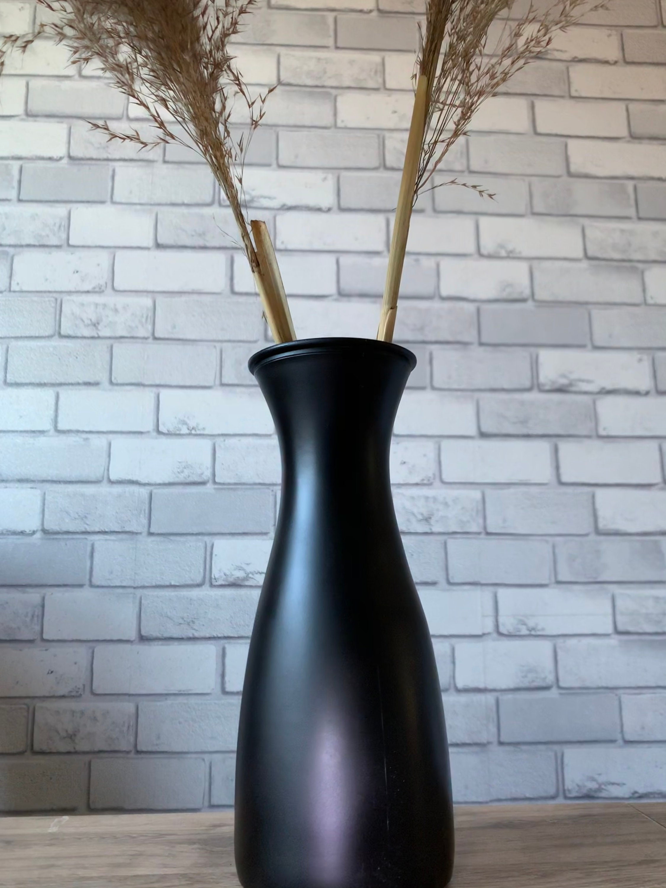 Tall Matt Black Vase Abstract Line Face Vase Etsy