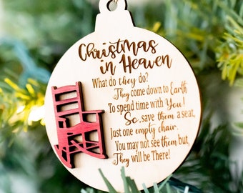 Christmas in Heaven Memorial Ornament, Remembrance Christmas Ornament, Christmas Chair, memorial Gift, In Memory Ornament, Memorial Ornament