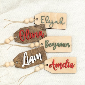 Personalized Stocking Tags Christmas Tags Custom Wood Name Tags for Christmas Stockings Family Christmas Gift Tags Keepsake
