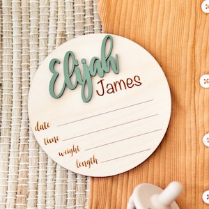 Baby Announcement Sign Custom Baby Arrival Announcement Wood Baby Name Sign with Birth Stats Sign for Hospital Name Reveal Photo Prop Gift image 3