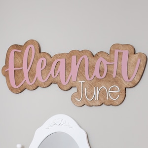 Layered Wood Nursery Name Sign: Baby Room Decor