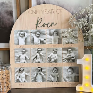 My First Year One Year of Photo Board Wooden Milestone Board 1st Birthday Milestone Board First Birthday Decorations 12 Months Photo Banner