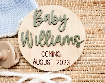 Personalized Pregnancy Announcement Sign, Coming Soon Baby Announcement, Custom Wooden Due Date Plaque, Social Media Photo Prop, Maternity