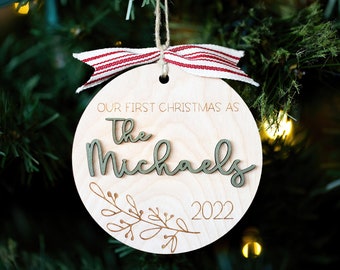 Our First Christmas Married Ornament 2024 Custom Wedding Ornament Personalized Wedding Christmas Ornament Newlywed Christmas Gift Couple