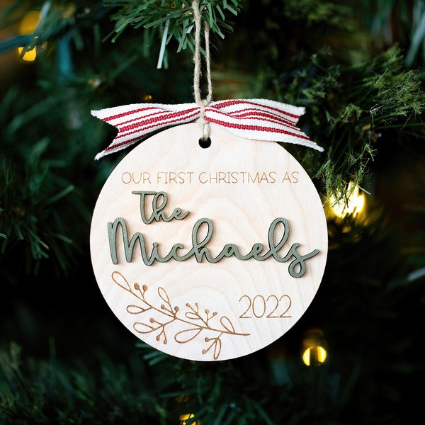 Our First Christmas Married Ornament 2024 Custom Wedding Ornament Personalized Wedding Christmas Ornament Newlywed Christmas Gift Couple