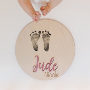 Footprint Ready Baby Announcement Sign Hospital Footprint Sign baby name sign birth announcement, personalized 3d baby name sign gift