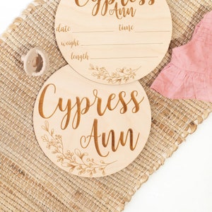Round Wooden Baby Plaque, 3D Custom Wood Baby Name Announcement Sign, Birth Announcement, Baby Name Custom Sign