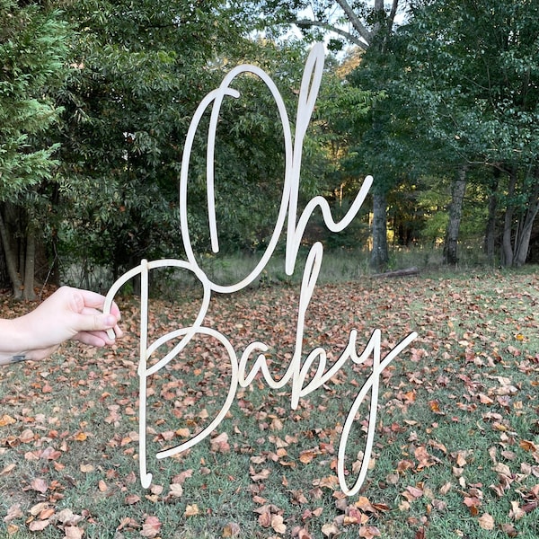Oh Baby Sign Wood Cut Out Baby Shower Backdrop Oh Baby Sign Baby Announcement Oh Boy Oh Girl Cute Baby Shower Back Drop