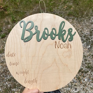 Hospital Door Hanger Nursery Name Sign Birth Stat Sign Hospital Door Wreath Baby Announcement Sign Round Name Sign Newborn Welcome Sign Gift