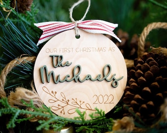 Our First Christmas Married Ornament 2024 Custom Wedding Ornament Personalized Wedding Christmas Ornament Newlywed Christmas Engagement Gift