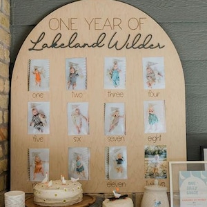My First Year One Year of Photo Board Wooden Milestone Board 1st Birthday Milestone Board First Birthday Decorations 12 Months Photo Banner