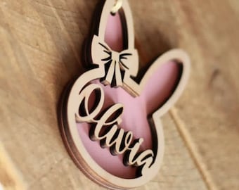 Easter Basket Tag for Kids Easter Basket Customized Wooden Easter Name Tag Personalized Bunny Name Tag