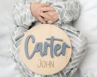 Baby Birth Announcement Sign Baby Name Sign for Hospital Wooden Birth Stat Sign Custom 3D Newborn Baby Photo Prop Newborn Photo Keepsake