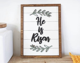 He is Risen Easter Decor Sign | He is Risen Sign | Easter Wall Decor | Easter Sign | Wood Signs | Farmhouse Wood Sign