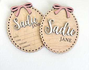 3D Birch Wood Newborn Name Sign Baby Announcement Photo Prop