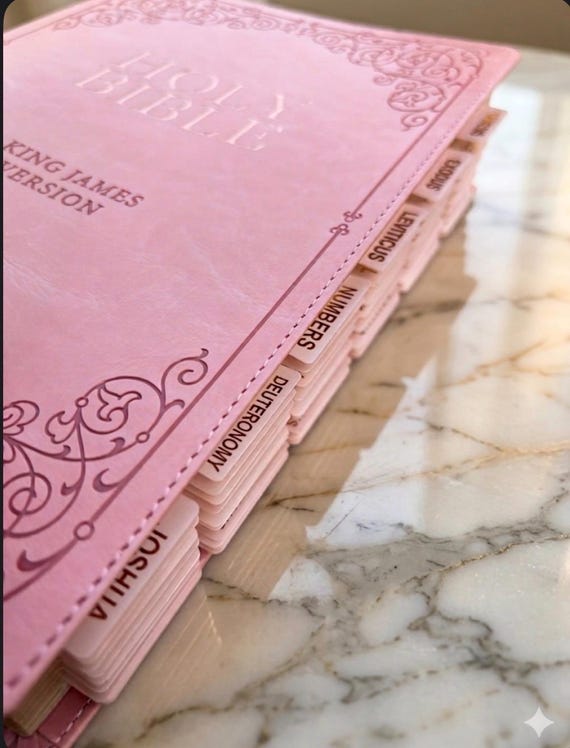 Women's Large Print  Bible Pink Faux Leather KJV Tabbed Personalized Engraved Bible for Christian Women Faith Inspired Gift for Wife