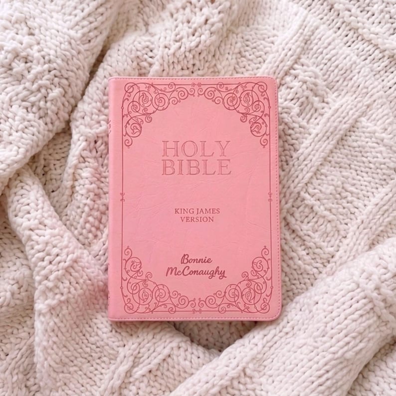 large print bible for christian women pink