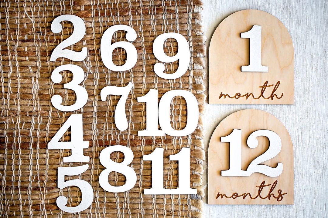 Baby Monthly Milestone Interchangeable Monthly Milestone Markers Wooden ...