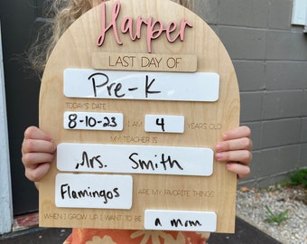 First Day of School Sign Back to School Photo Prop Custom Interchangeable Board Reusable Whiteboard 1st Day of Kindergarten Pre-K Photo Last
