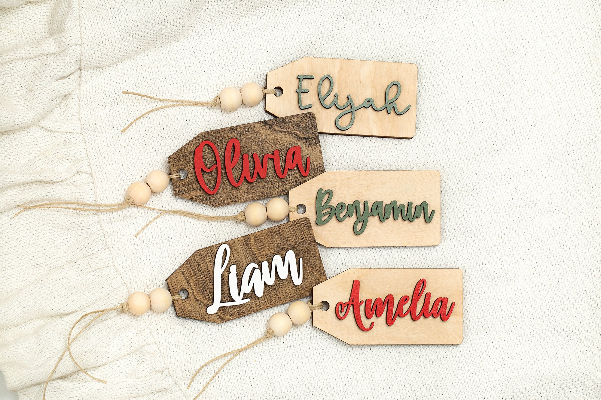 Beaded Wooden Stocking Name Tags – Pure Designs