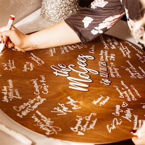 Wedding Guest Book Alternative 3D Wooden Wedding Date Sign Custom Last Name Guest Book for Signatures Family Name Unique Wedding Signage