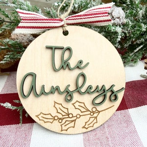 Family Last Name Christmas Ornament, Custom Farmhouse Christmas, Personalized 2024 Ornament, Family Name Christmas Ornament, Rustic Gift image 2