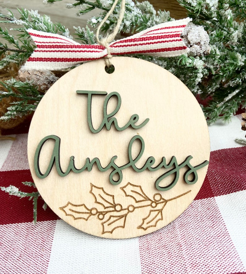 Family Last Name Christmas Ornament, Custom Farmhouse Christmas, Personalized 2024 Ornament, Family Name Christmas Ornament, Rustic Gift image 2