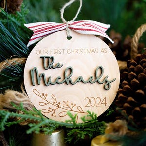 Our First Christmas Married Ornament 2024 Custom Wedding Ornament Personalized Wedding Christmas Ornament Newlywed Christmas Gift Couple Etsy