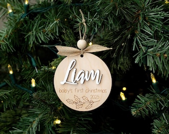 First Christmas Wooden Personalized Baby Ornament Wood Baby Keepsake Ornament Baby's First Christmas Ornament New Baby Gift Baby Shower 2025