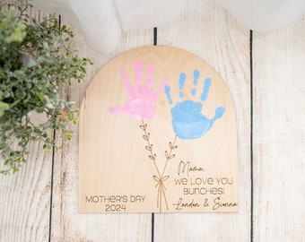 Flower Handprint Art DIY Handprint Mother's Day Sign with Kids Names Handprint Art for Grandma Personalized Handprint Sign Mom Gift