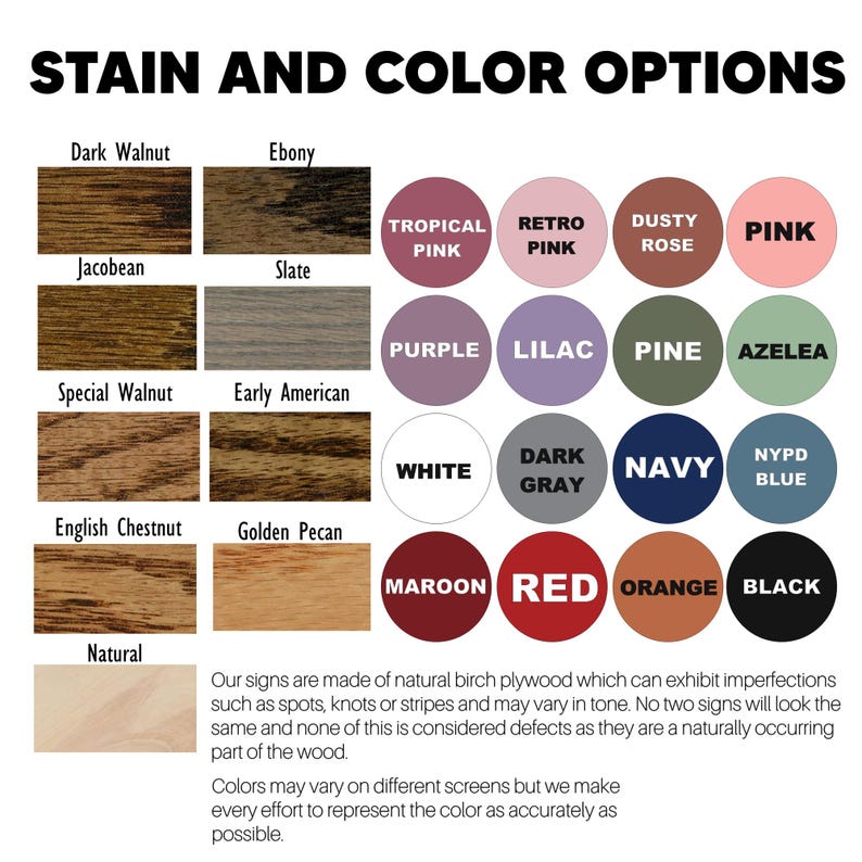 Image displaying a color chart with the text "COLOR OPTIONS." The chart features 16 color swatches, each labeled with a color name such as "Tropical Pink," "Retro Pink," "Dusty Rose," and "Pink." The text at the bottom states that colors may vary.