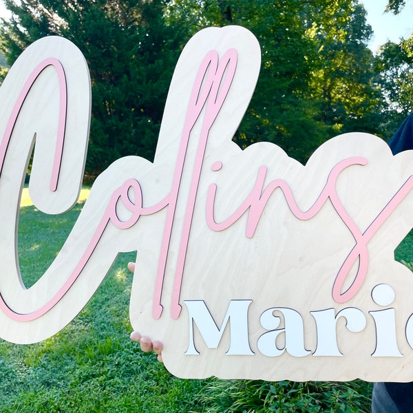 3D Nursery Sign Layered Name custom layered baby name sign large wood name sign above crib cut out baby girl name sign outline sign