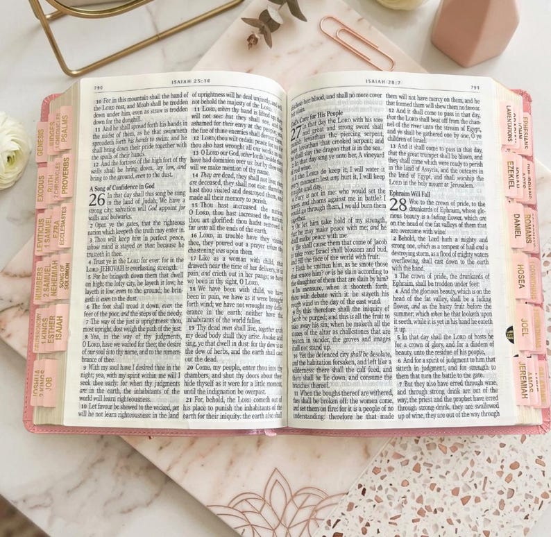 tabbed pink kjv large print bible for women faith gift