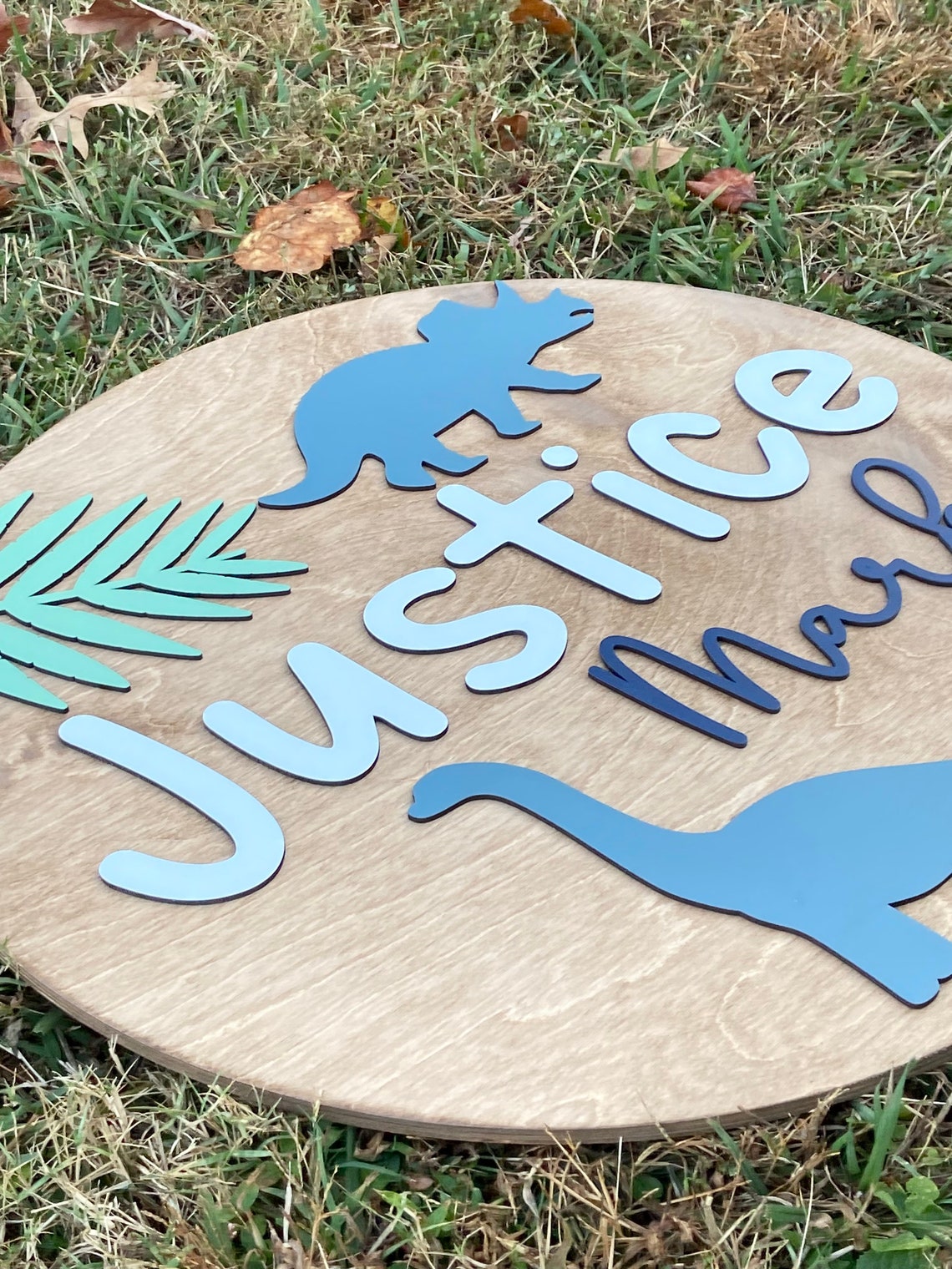 Custom Kid Name Sign Dinosaur Theme Wooden Baby Name Sign Newborn Name ...