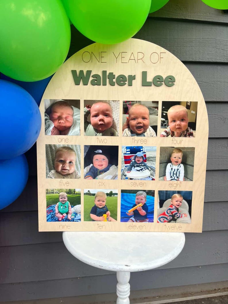 First Birthday Decorations 12 Months Photo Banner